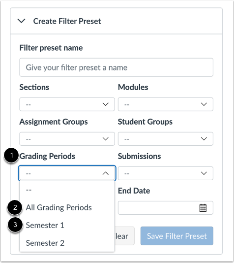 View Grading Periods