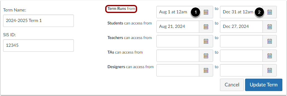 Add Term Dates