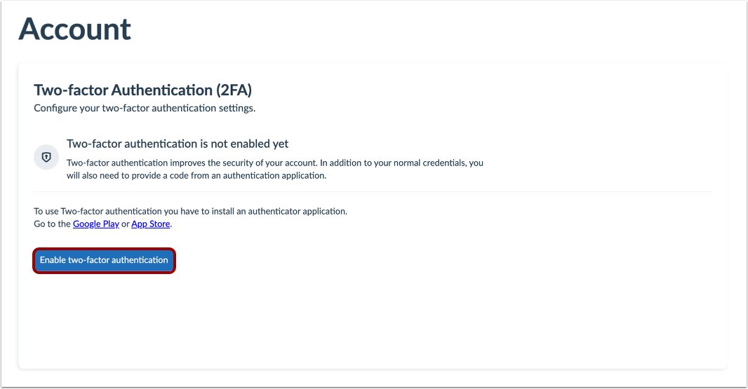 Enable Two-Factor Authentication