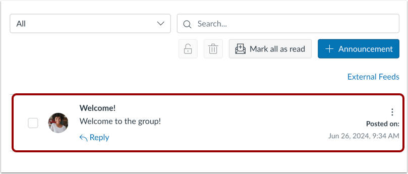 View Announcements Page