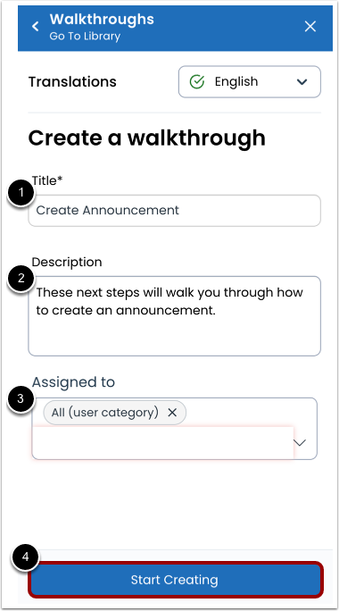 Add Walkthrough Details
