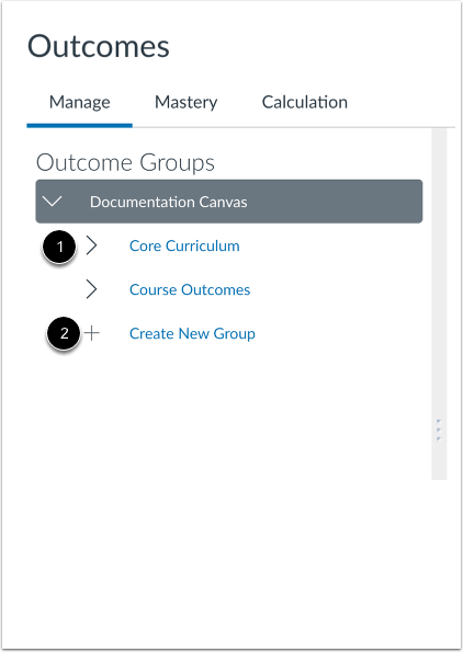 View Outcome Groups