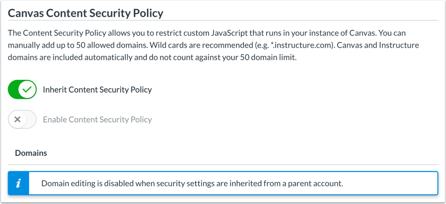 Manage Sub-Account Content Security Policy