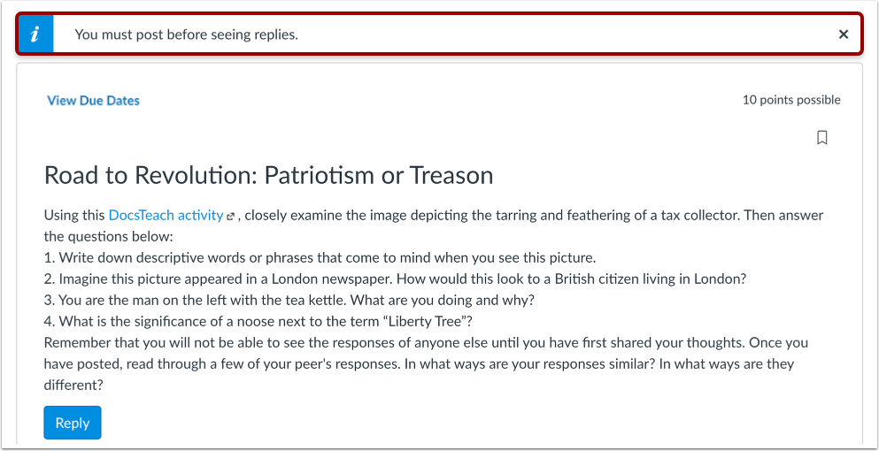 View Discussion with Required Replies