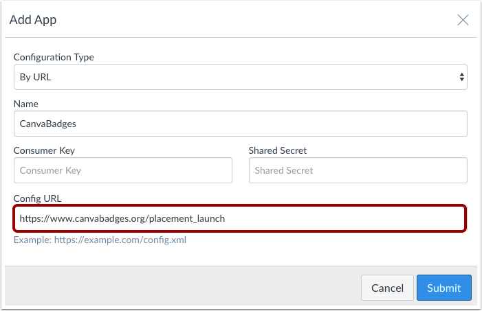 Add Configuration URL