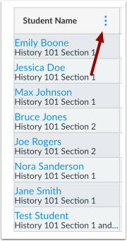 Open Student Name Menu