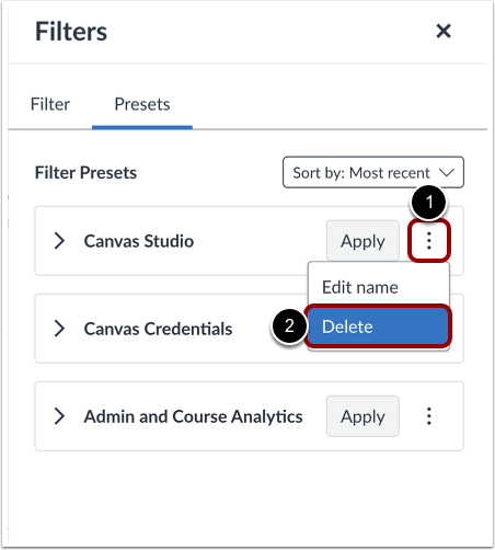 Delete Preset Filter
