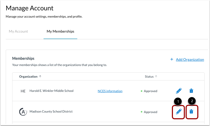 Edit or Remove Membership