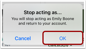 Confirm Stop Acting as User
