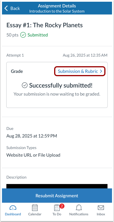 Open Submission and Rubric