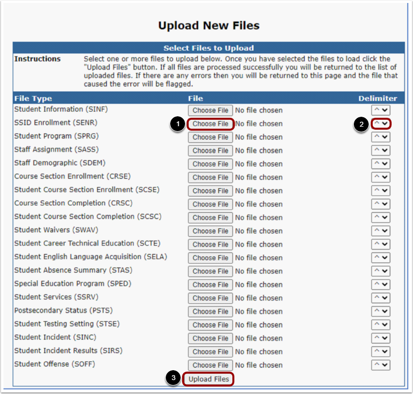 Select Files to Upload