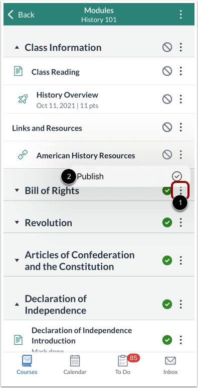 Publish and Unpublish Individual Module Items