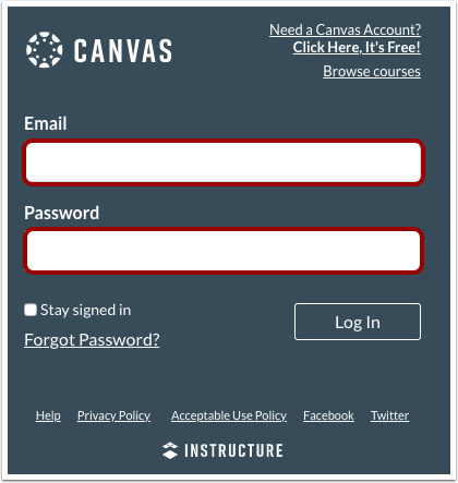 Log in to Canvas