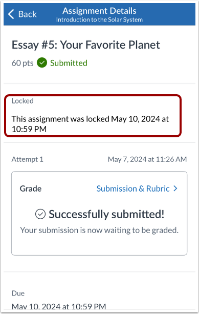 View Locked Assignment 1.2