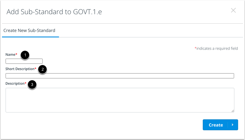 Add New Sub Standard Details