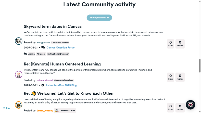 View Latest Community Activity