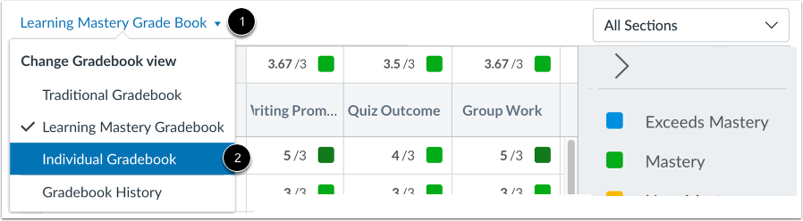 Switch to Individual Gradebook