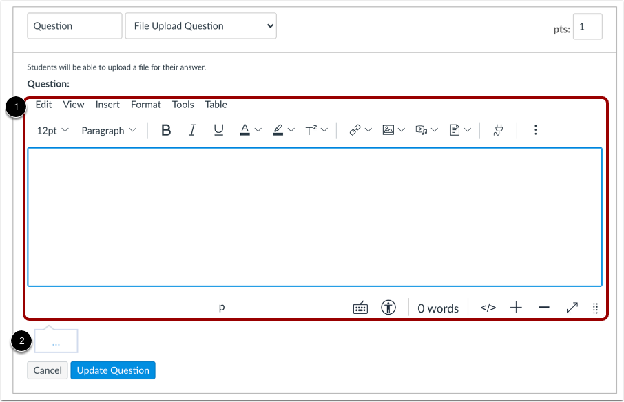 Edit File Upload Question Details