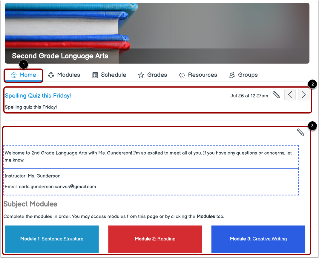 View Subject Home Page