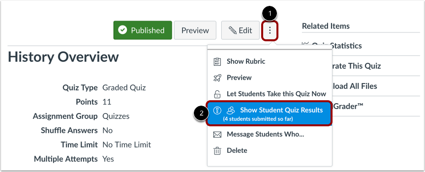 Add Extra Attempts through Student Quiz Results