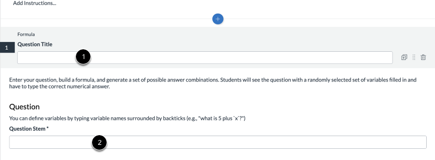 Add Question Title and Stem