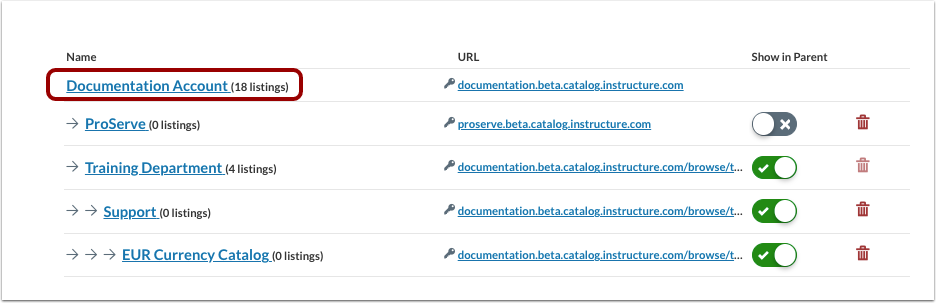 Open Catalog or Subcatalog