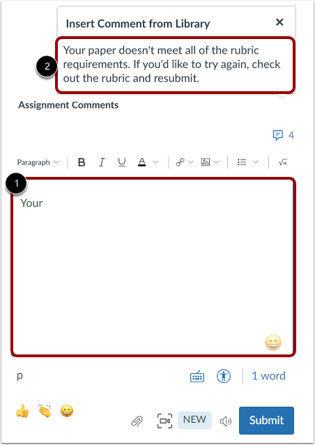 Add Comment from SpeedGrader