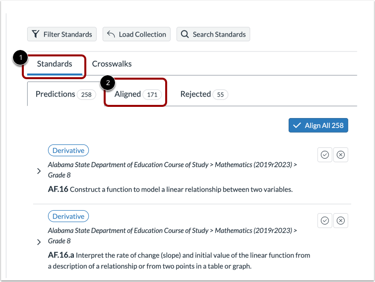 View Aligned Standards