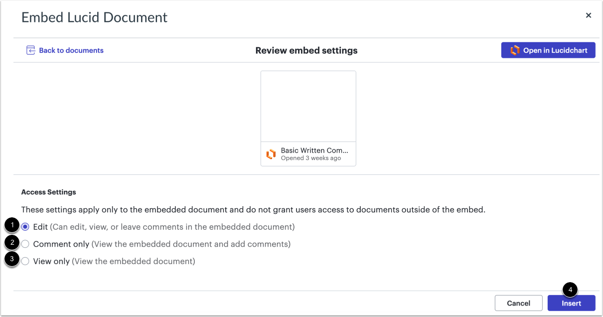 Select Embed Settings