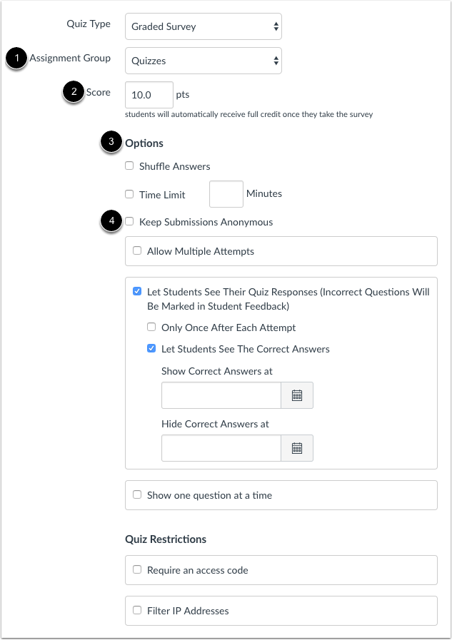 Select Survey Options
