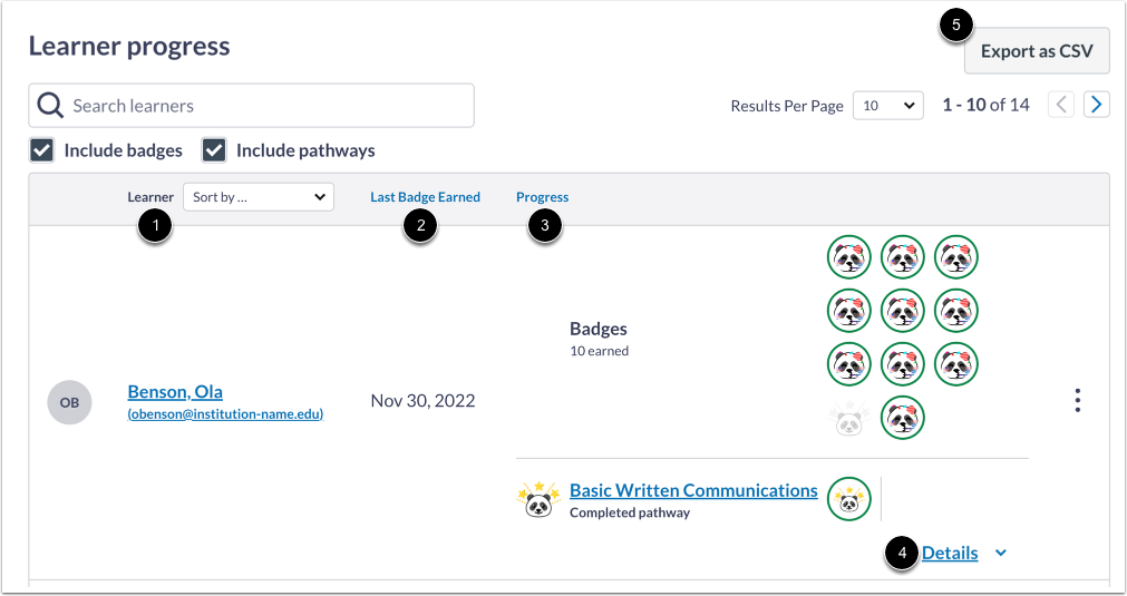 View Learner Progress