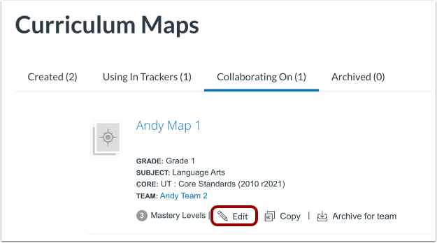 Select Curriculum Map Category