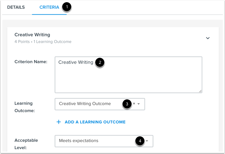 Add Criterion Details