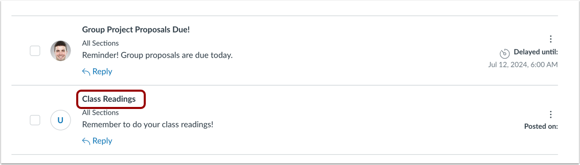 Delete Open Announcement