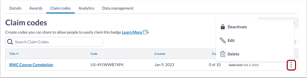 Creating a claim code