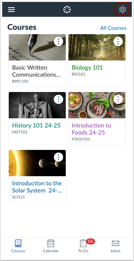 Open Dashboars Settings