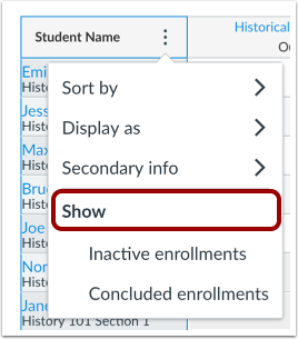 Show Enrollments