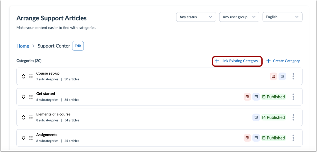 Link Existing Category