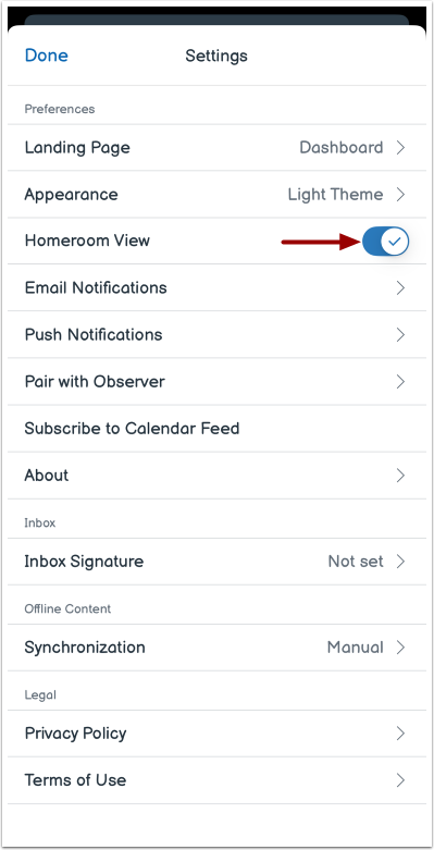 Manage Homeroom View Dashboard