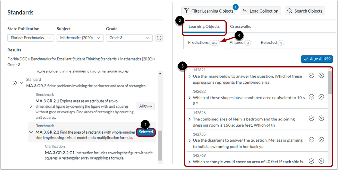 View Predicted Learning Objects
