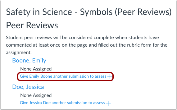 Manually Assign Peer Reviews