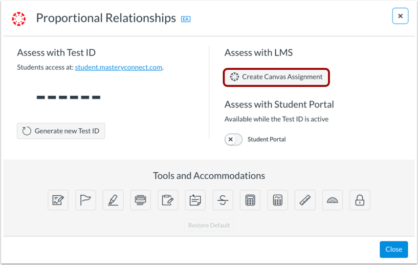 How do I create a Canvas assignment from an existing Mastery Connect ...
