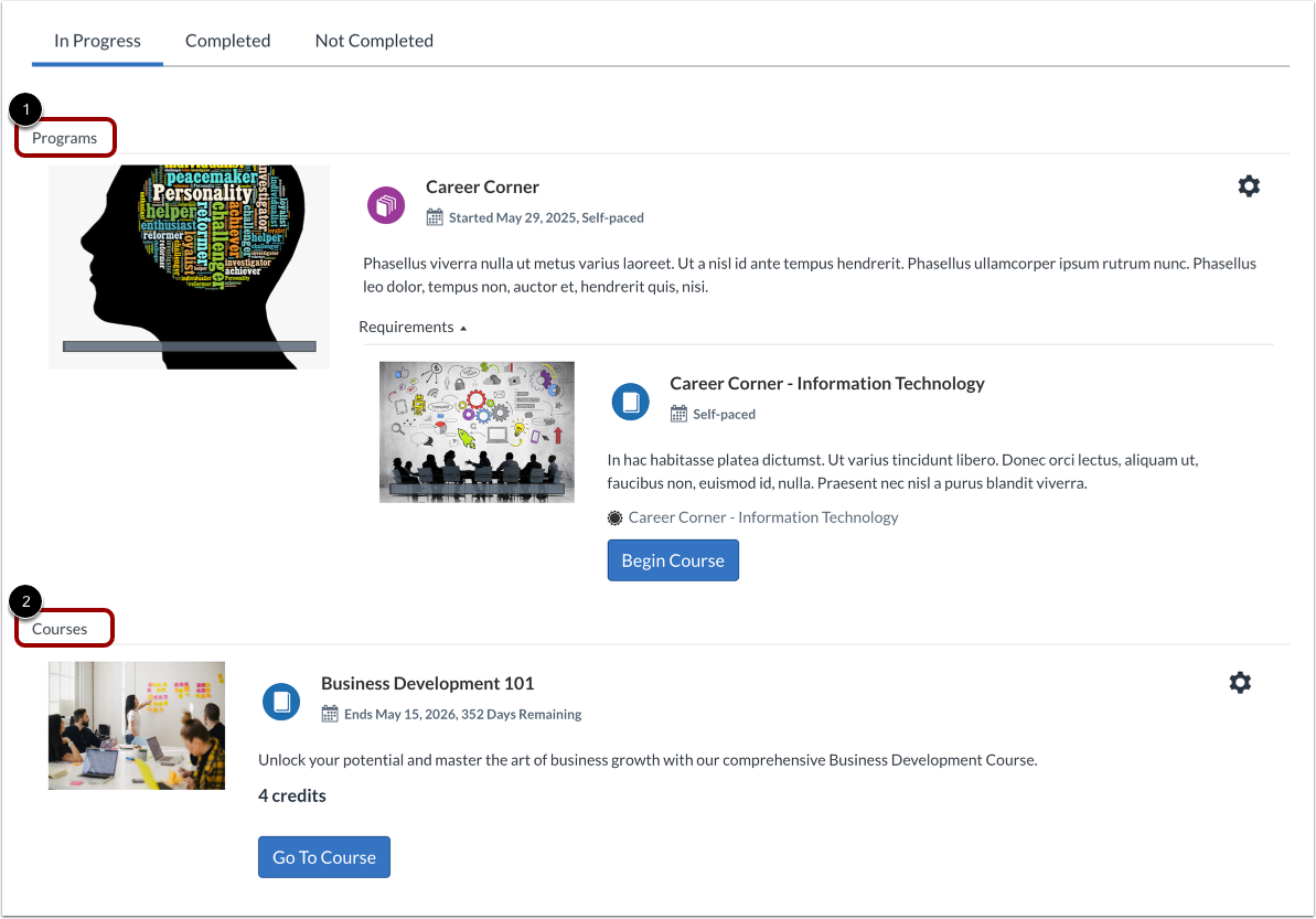 View In Progress Listings