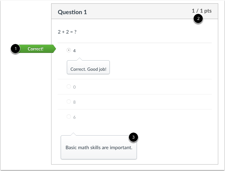 Student View of Multiple Choice Correct Answer
