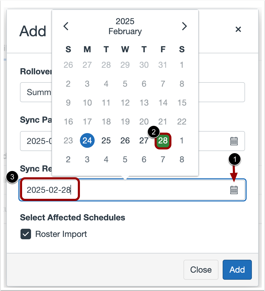 Select Sync Resume Date