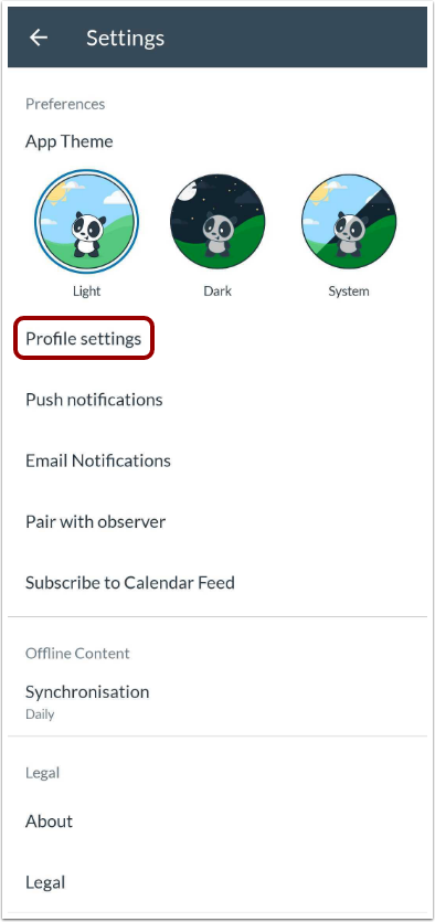 Open Profile Settings