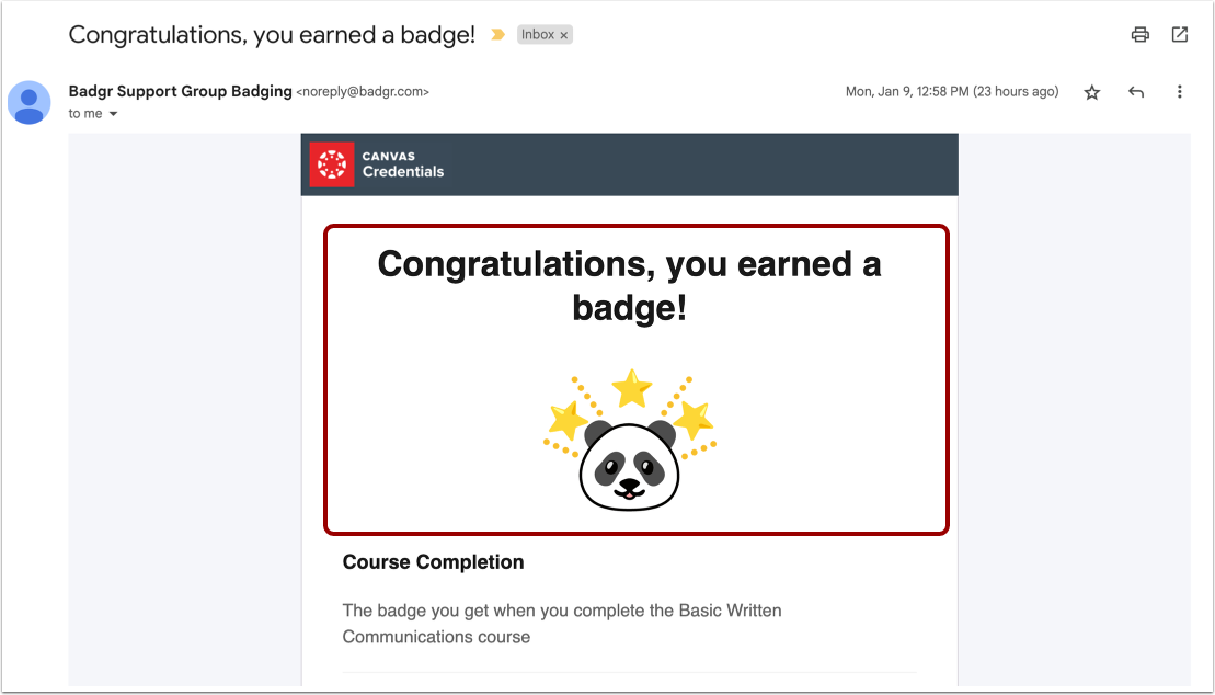 Option 1: From the badge award email