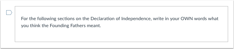 Student View for Text (No Question) Quiz Question