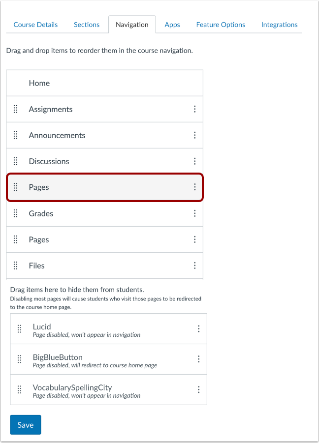 Move Navigation Links Using Drag and Drop