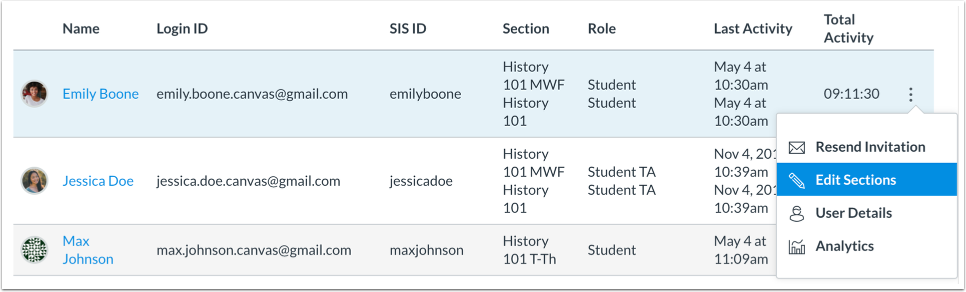 Add Users to Sections